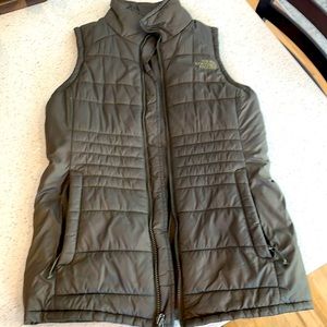 North face olive green vest